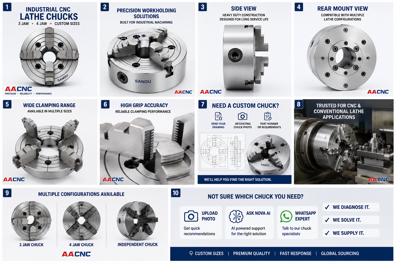 Lathe CNC Chuck 3 Jaw 4 Jaw UAE
